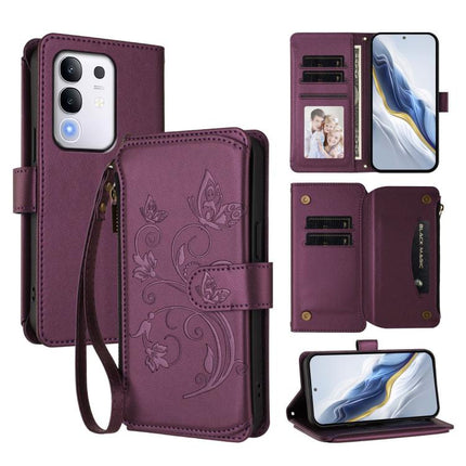 Butterfly Love Flower Multi-card Zipper Wallet Leather Phone Case, For vivo Y300 Pro+ 5G / iQOO Z10 5G, For vivo Y29 4G Global / T4x 5G, For vivo V50 5G Global / V50e 5G