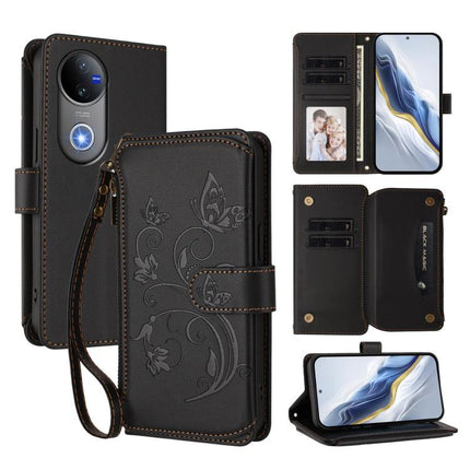 Butterfly Love Flower Multi-card Zipper Wallet Leather Phone Case, For vivo Y300 Pro+ 5G / iQOO Z10 5G, For vivo Y29 4G Global / T4x 5G, For vivo V50 5G Global / V50e 5G