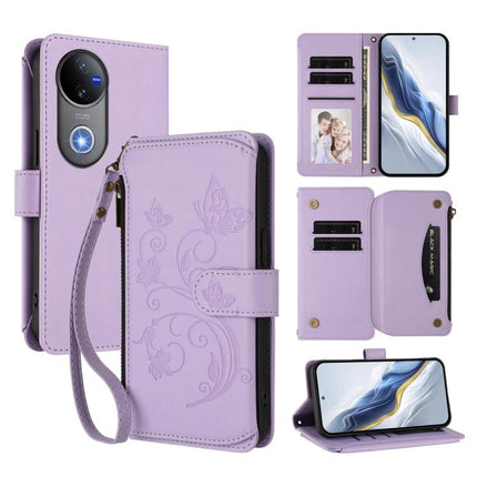 Butterfly Love Flower Multi-card Zipper Wallet Leather Phone Case, For vivo Y300 Pro+ 5G / iQOO Z10 5G, For vivo Y29 4G Global / T4x 5G, For vivo V50 5G Global / V50e 5G