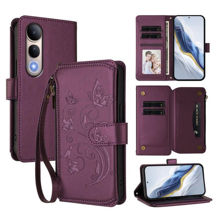 Butterfly Love Flower Multi-card Zipper Wallet Leather Phone Case, For vivo V50 Lite 5G Global /V50 Lite 4G, For vivo Y39 5G Global / Y300i 5G, For vivo Y29s 5G / Y04 5G Global