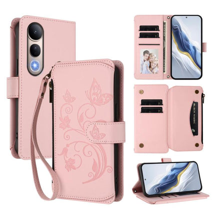 Butterfly Love Flower Multi-card Zipper Wallet Leather Phone Case, For vivo V50 Lite 5G Global /V50 Lite 4G, For vivo Y39 5G Global / Y300i 5G, For vivo Y29s 5G / Y04 5G Global