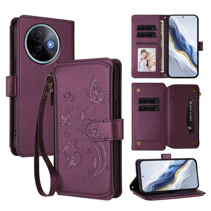 Butterfly Love Flower Multi-card Zipper Wallet Leather Phone Case, For vivo V50 Lite 5G Global /V50 Lite 4G, For vivo Y39 5G Global / Y300i 5G, For vivo Y29s 5G / Y04 5G Global