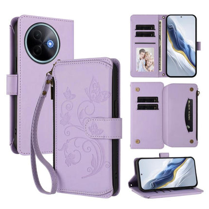 Butterfly Love Flower Multi-card Zipper Wallet Leather Phone Case, For vivo V50 Lite 5G Global /V50 Lite 4G, For vivo Y39 5G Global / Y300i 5G, For vivo Y29s 5G / Y04 5G Global