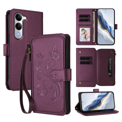 Butterfly Love Flower Multi-card Zipper Wallet Leather Phone Case, For vivo V50 Lite 5G Global /V50 Lite 4G, For vivo Y39 5G Global / Y300i 5G, For vivo Y29s 5G / Y04 5G Global