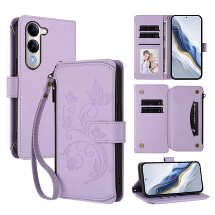 Butterfly Love Flower Multi-card Zipper Wallet Leather Phone Case, For vivo V50 Lite 5G Global /V50 Lite 4G, For vivo Y39 5G Global / Y300i 5G, For vivo Y29s 5G / Y04 5G Global