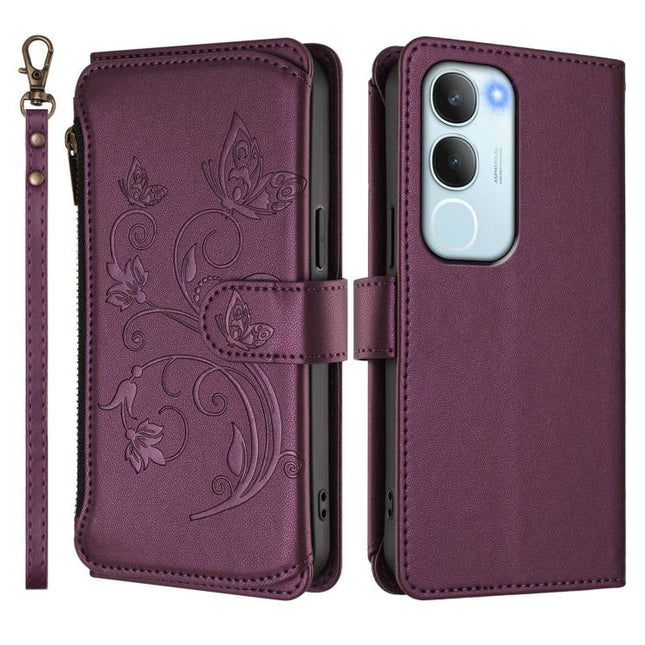 Butterfly Love Flower Multi-card Zipper Wallet Leather Phone Case, For vivo Y19s 4G Global / Y29 5G India, For vivo S20 5G, For vivo S20 Pro 5G
