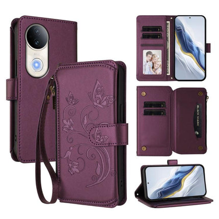 Butterfly Love Flower Multi-card Zipper Wallet Leather Phone Case, For vivo Y19s 4G Global / Y29 5G India, For vivo S20 5G, For vivo S20 Pro 5G