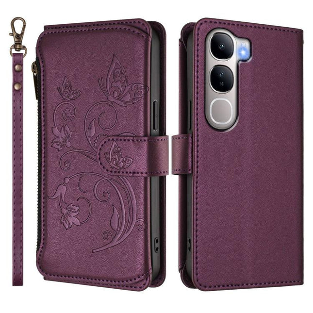Butterfly Love Flower Multi-card Zipper Wallet Leather Phone Case, For vivo Y300 5G Global / V40 Lite IDN, For vivo X200 5G, For vivo X200 Pro mini