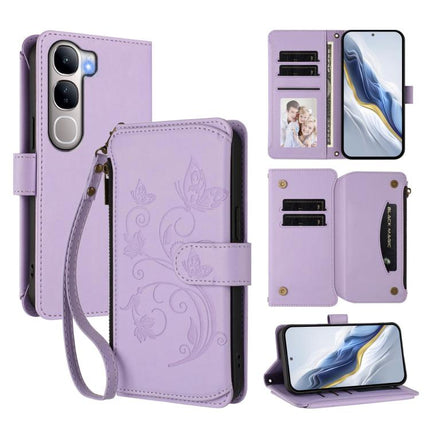 Butterfly Love Flower Multi-card Zipper Wallet Leather Phone Case, For vivo Y300 5G Global / V40 Lite IDN, For vivo X200 5G, For vivo X200 Pro mini