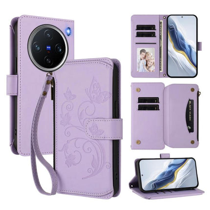 Butterfly Love Flower Multi-card Zipper Wallet Leather Phone Case, For vivo Y300 5G Global / V40 Lite IDN, For vivo X200 5G, For vivo X200 Pro mini