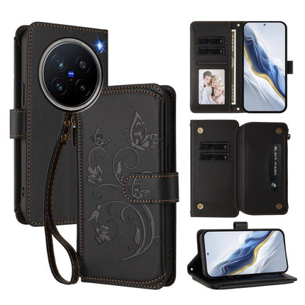 Butterfly Love Flower Multi-card Zipper Wallet Leather Phone Case, For vivo X200 Pro 5G, For vivo Y100 5G IDN / Y200e Global, For vivo V40e 5G India / iQOO Z9s 5G