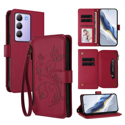 Butterfly Love Flower Multi-card Zipper Wallet Leather Phone Case, For vivo X200 Pro 5G, For vivo Y100 5G IDN / Y200e Global, For vivo V40e 5G India / iQOO Z9s 5G