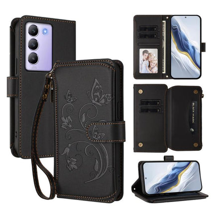 Butterfly Love Flower Multi-card Zipper Wallet Leather Phone Case, For vivo X200 Pro 5G, For vivo Y100 5G IDN / Y200e Global, For vivo V40e 5G India / iQOO Z9s 5G