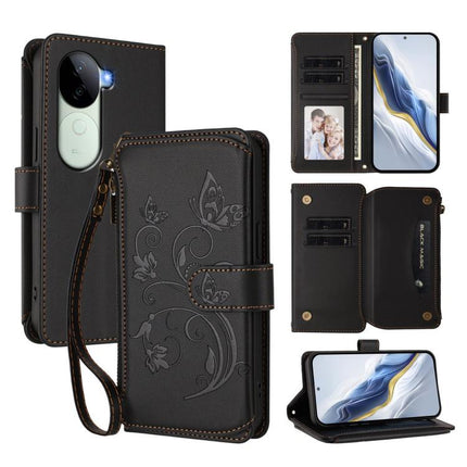 Butterfly Love Flower Multi-card Zipper Wallet Leather Phone Case, For vivo X200 Pro 5G, For vivo Y100 5G IDN / Y200e Global, For vivo V40e 5G India / iQOO Z9s 5G