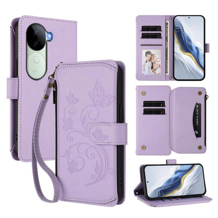 Butterfly Love Flower Multi-card Zipper Wallet Leather Phone Case, For vivo X200 Pro 5G, For vivo Y100 5G IDN / Y200e Global, For vivo V40e 5G India / iQOO Z9s 5G