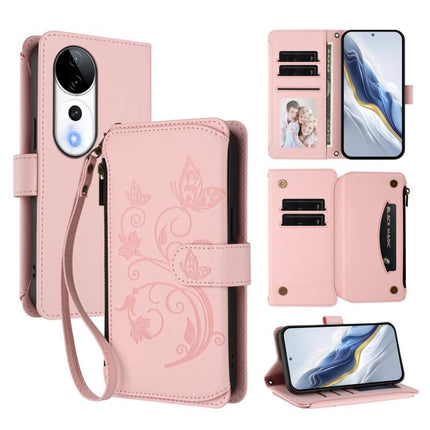 Butterfly Love Flower Multi-card Zipper Wallet Leather Phone Case, For vivo V40 5G / V40 Pro 5G, For vivo Y03 / Y18 Global / Y28s 5G, For vivo iQOO Z9s Pro 5G India / T3 Pro