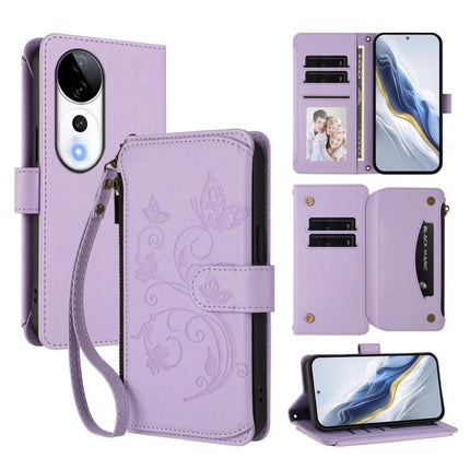 Butterfly Love Flower Multi-card Zipper Wallet Leather Phone Case, For vivo V40 5G / V40 Pro 5G, For vivo Y03 / Y18 Global / Y28s 5G, For vivo iQOO Z9s Pro 5G India / T3 Pro