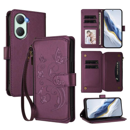 Butterfly Love Flower Multi-card Zipper Wallet Leather Phone Case, For vivo V40 5G / V40 Pro 5G, For vivo Y03 / Y18 Global / Y28s 5G, For vivo iQOO Z9s Pro 5G India / T3 Pro