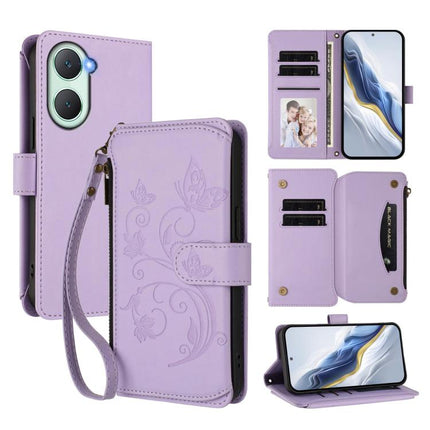 Butterfly Love Flower Multi-card Zipper Wallet Leather Phone Case, For vivo V40 5G / V40 Pro 5G, For vivo Y03 / Y18 Global / Y28s 5G, For vivo iQOO Z9s Pro 5G India / T3 Pro