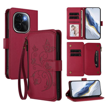 Butterfly Love Flower Multi-card Zipper Wallet Leather Phone Case, For vivo V40 5G / V40 Pro 5G, For vivo Y03 / Y18 Global / Y28s 5G, For vivo iQOO Z9s Pro 5G India / T3 Pro
