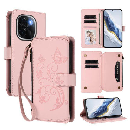 Butterfly Love Flower Multi-card Zipper Wallet Leather Phone Case, For vivo V40 5G / V40 Pro 5G, For vivo Y03 / Y18 Global / Y28s 5G, For vivo iQOO Z9s Pro 5G India / T3 Pro