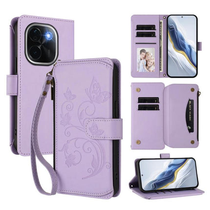 Butterfly Love Flower Multi-card Zipper Wallet Leather Phone Case, For vivo V40 5G / V40 Pro 5G, For vivo Y03 / Y18 Global / Y28s 5G, For vivo iQOO Z9s Pro 5G India / T3 Pro