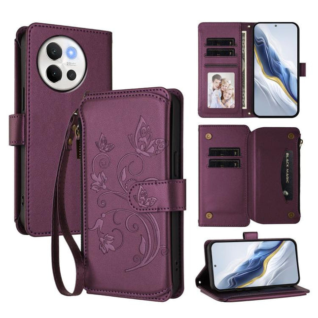 Butterfly Love Flower Multi-card Zipper Wallet Leather Phone Case, For vivo V40 Lite 5G / V30e 5G, For vivo S19, For vivo Y28 4G Global
