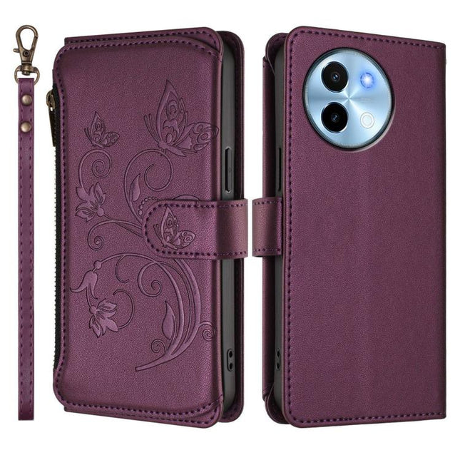 Butterfly Love Flower Multi-card Zipper Wallet Leather Phone Case, For vivo Y38 5G Global / T3X 5G, For vivo X100 Pro / X100s Pro, For vivo X100s 5G