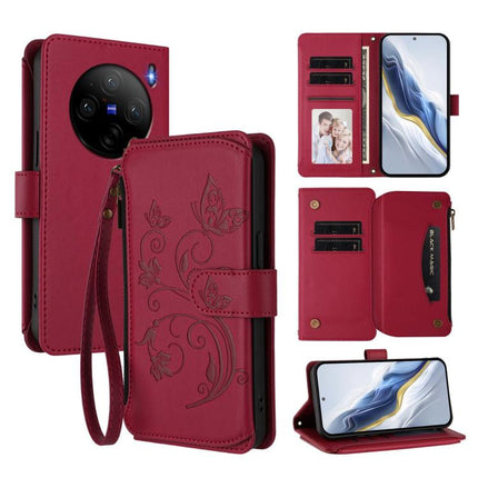 Butterfly Love Flower Multi-card Zipper Wallet Leather Phone Case, For vivo Y38 5G Global / T3X 5G, For vivo X100 Pro / X100s Pro, For vivo X100s 5G