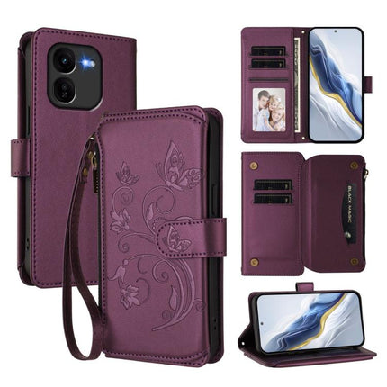 Butterfly Love Flower Multi-card Zipper Wallet Leather Phone Case, For vivo iQOO Z9x, For vivo iQOO Neo Z9 / Z9 Pro Turbo 5G, For vivo S18 / S18 Pro 5G / V30 Pro