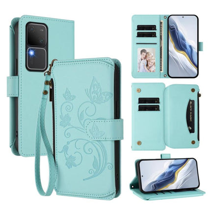 Butterfly Love Flower Multi-card Zipper Wallet Leather Phone Case, For vivo iQOO Z9x, For vivo iQOO Neo Z9 / Z9 Pro Turbo 5G, For vivo S18 / S18 Pro 5G / V30 Pro