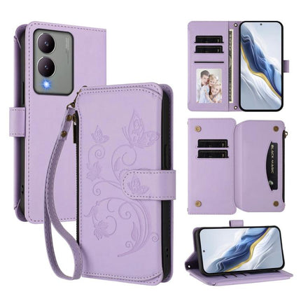 Butterfly Love Flower Multi-card Zipper Wallet Leather Phone Case, For vivo Y17s 4G / Y36 5G / Y33t 2023, For vivo V29e / Y200 / V30 Lite 5G, For vivo Y78 / Y36 4G Global