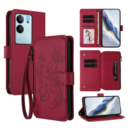 Butterfly Love Flower Multi-card Zipper Wallet Leather Phone Case, For vivo Y17s 4G / Y36 5G / Y33t 2023, For vivo V29e / Y200 / V30 Lite 5G, For vivo Y78 / Y36 4G Global
