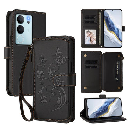 Butterfly Love Flower Multi-card Zipper Wallet Leather Phone Case, For vivo Y17s 4G / Y36 5G / Y33t 2023, For vivo V29e / Y200 / V30 Lite 5G, For vivo Y78 / Y36 4G Global