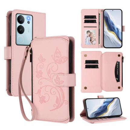 Butterfly Love Flower Multi-card Zipper Wallet Leather Phone Case, For vivo Y17s 4G / Y36 5G / Y33t 2023, For vivo V29e / Y200 / V30 Lite 5G, For vivo Y78 / Y36 4G Global