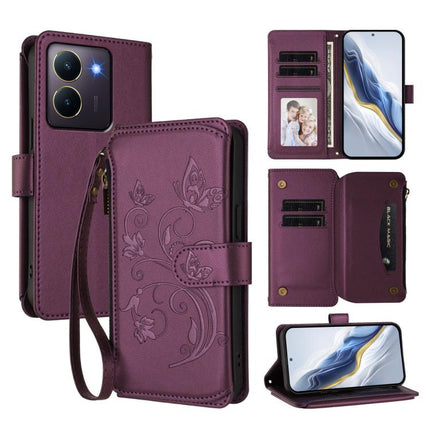 Butterfly Love Flower Multi-card Zipper Wallet Leather Phone Case, For vivo Y17s 4G / Y36 5G / Y33t 2023, For vivo V29e / Y200 / V30 Lite 5G, For vivo Y78 / Y36 4G Global