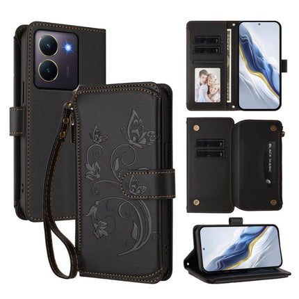 Butterfly Love Flower Multi-card Zipper Wallet Leather Phone Case, For vivo Y17s 4G / Y36 5G / Y33t 2023, For vivo V29e / Y200 / V30 Lite 5G, For vivo Y78 / Y36 4G Global