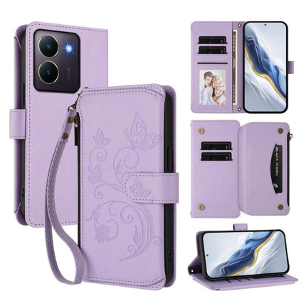 Butterfly Love Flower Multi-card Zipper Wallet Leather Phone Case, For vivo Y17s 4G / Y36 5G / Y33t 2023, For vivo V29e / Y200 / V30 Lite 5G, For vivo Y78 / Y36 4G Global