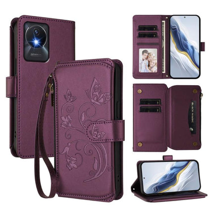 Butterfly Love Flower Multi-card Zipper Wallet Leather Phone Case, For vivo Y02A 4G / Y11 2023 / Y02t, For vivo Y78+ 5G Global / V29 Lite, For vivo Y100 India / Y100A Global