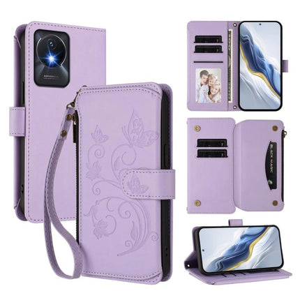 Butterfly Love Flower Multi-card Zipper Wallet Leather Phone Case, For vivo Y02A 4G / Y11 2023 / Y02t, For vivo Y78+ 5G Global / V29 Lite, For vivo Y100 India / Y100A Global