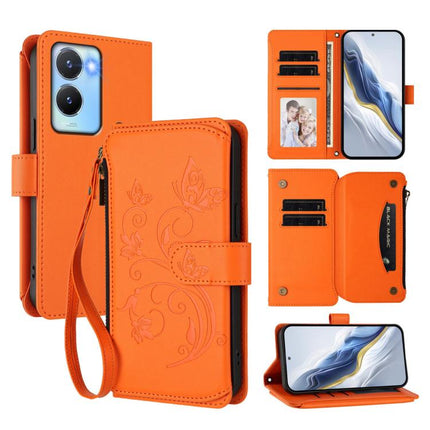 Butterfly Love Flower Multi-card Zipper Wallet Leather Phone Case, For vivo Y56 5G Global / Y16 4G Global, For vivo S16 / V27 5G / V27 Pro 5G, For vivo S16e 5G / V27e 4G / T2 4G