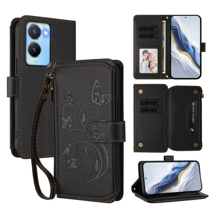 Butterfly Love Flower Multi-card Zipper Wallet Leather Phone Case, For vivo Y56 5G Global / Y16 4G Global, For vivo S16 / V27 5G / V27 Pro 5G, For vivo S16e 5G / V27e 4G / T2 4G