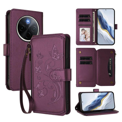 Butterfly Love Flower Multi-card Zipper Wallet Leather Phone Case, For vivo Y300 Pro+ 5G / iQOO Z10 5G, For vivo Y29 4G Global / T4x 5G, For vivo V50 5G Global / V50e 5G