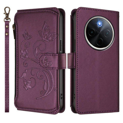 Butterfly Love Flower Multi-card Zipper Wallet Leather Phone Case, For vivo Y300 Pro+ 5G / iQOO Z10 5G, For vivo Y29 4G Global / T4x 5G, For vivo V50 5G Global / V50e 5G