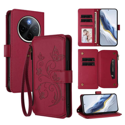 Butterfly Love Flower Multi-card Zipper Wallet Leather Phone Case, For vivo Y300 Pro+ 5G / iQOO Z10 5G, For vivo Y29 4G Global / T4x 5G, For vivo V50 5G Global / V50e 5G