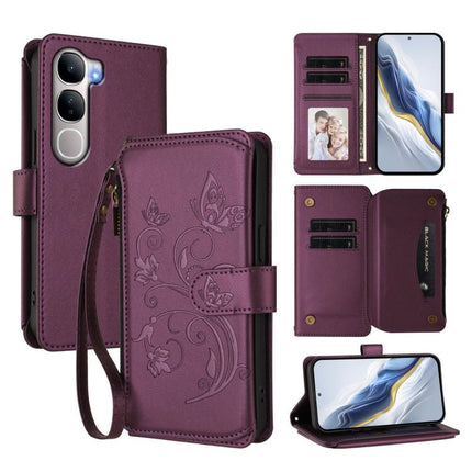 Butterfly Love Flower Multi-card Zipper Wallet Leather Phone Case, For vivo X300 Pro, For vivo X300, For vivo Y31 5G Global