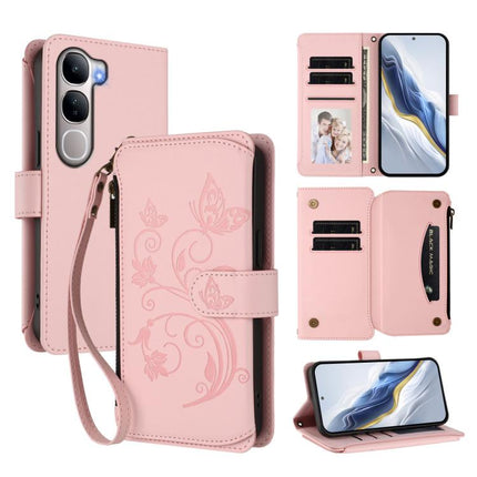 Butterfly Love Flower Multi-card Zipper Wallet Leather Phone Case, For vivo X300 Pro, For vivo X300, For vivo Y31 5G Global