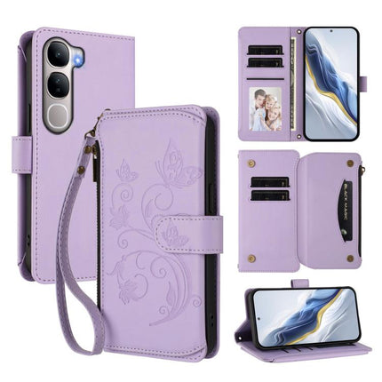 Butterfly Love Flower Multi-card Zipper Wallet Leather Phone Case, For vivo X300 Pro, For vivo X300, For vivo Y31 5G Global
