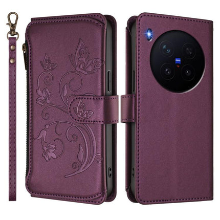 Butterfly Love Flower Multi-card Zipper Wallet Leather Phone Case, For vivo X300 Pro, For vivo X300, For vivo Y31 5G Global
