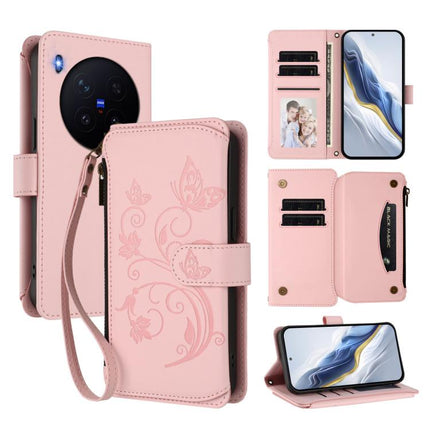 Butterfly Love Flower Multi-card Zipper Wallet Leather Phone Case, For vivo X300 Pro, For vivo X300, For vivo Y31 5G Global